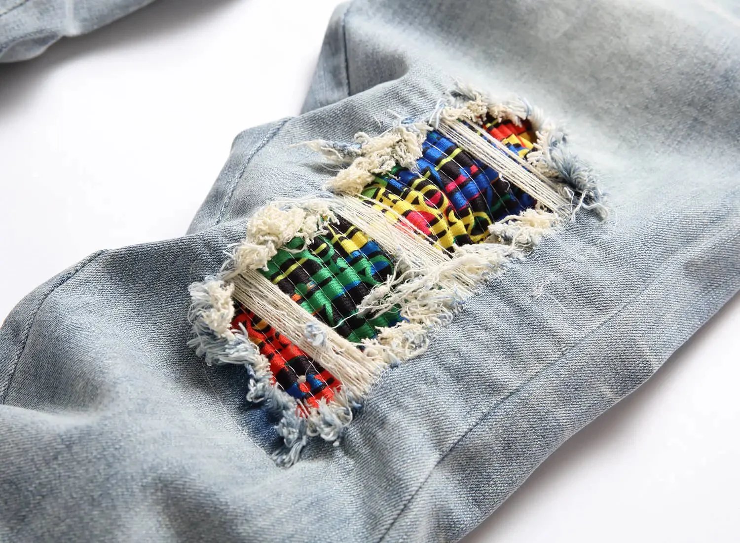 Saint Tears Distressed Logo Washed Denim Jeans - 6
