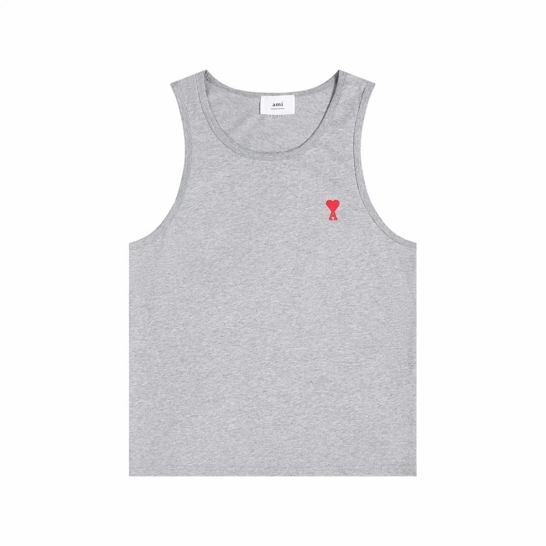 Ami Paris Heart Logo Sleeveless T-Shirt White - 8