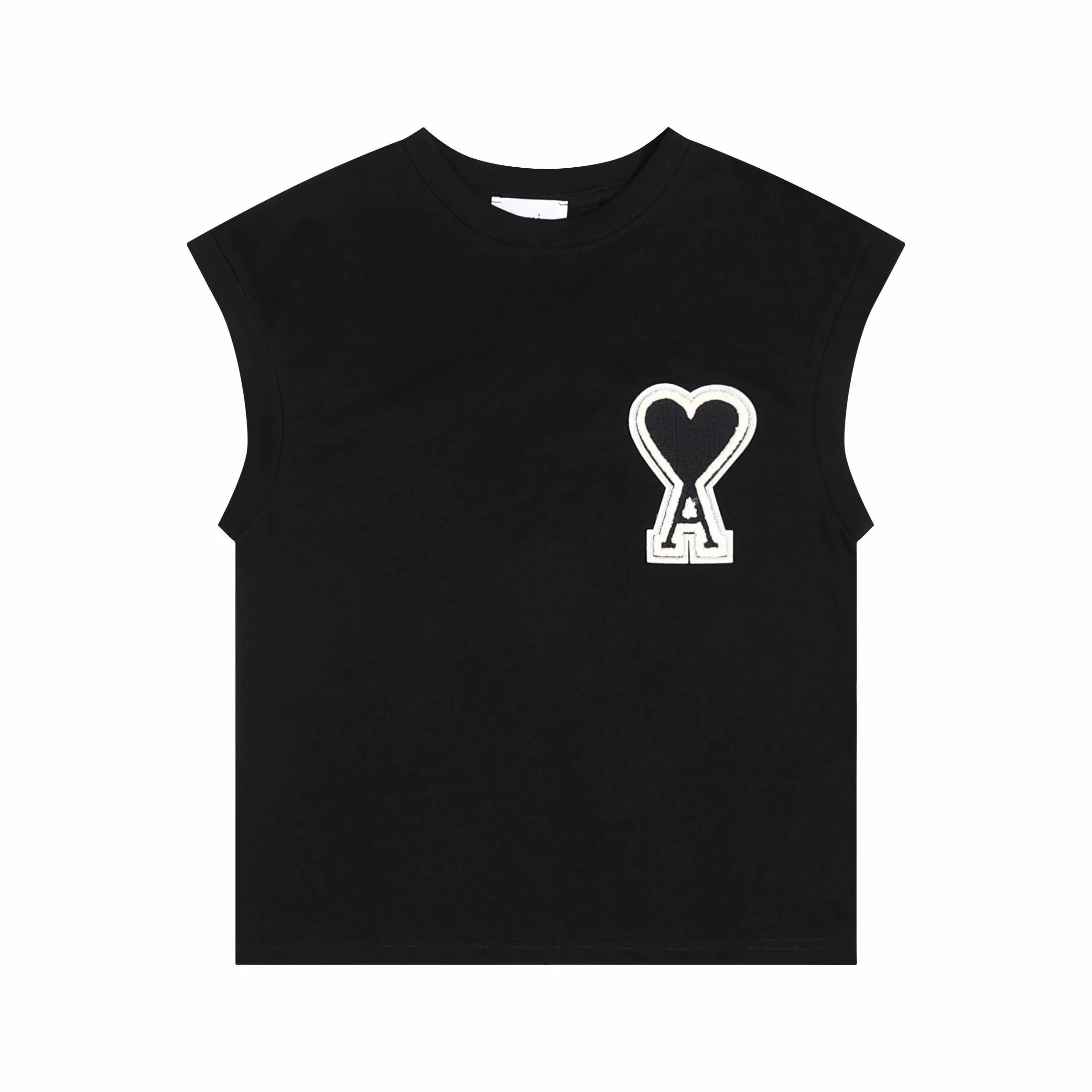 Ami Paris Heart Logo Sleeveless T-Shirt Black - 1