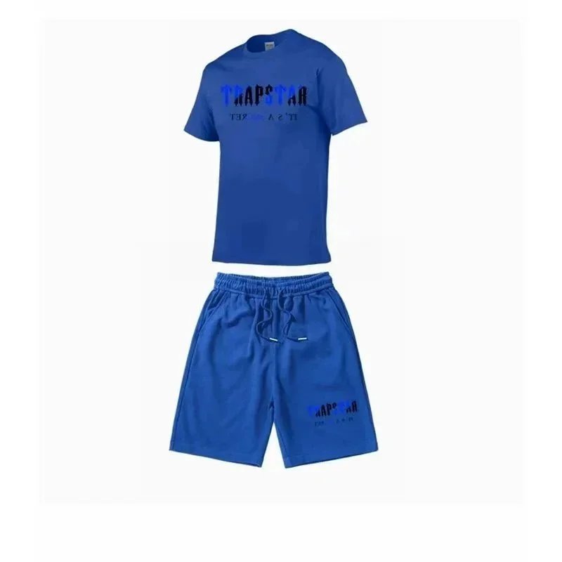 Trapstar Blue Logo Print T-Shirt and Shorts Set - 1