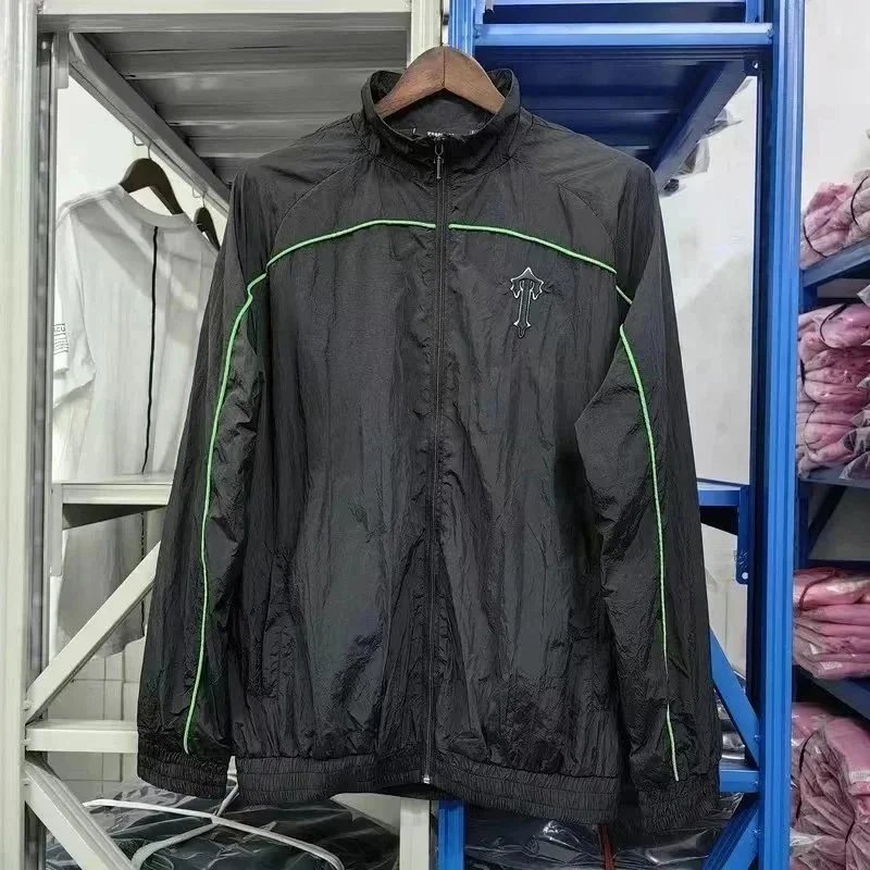 Travstar Windbreaker Jacket Black with Red Accents Outerwear - 7