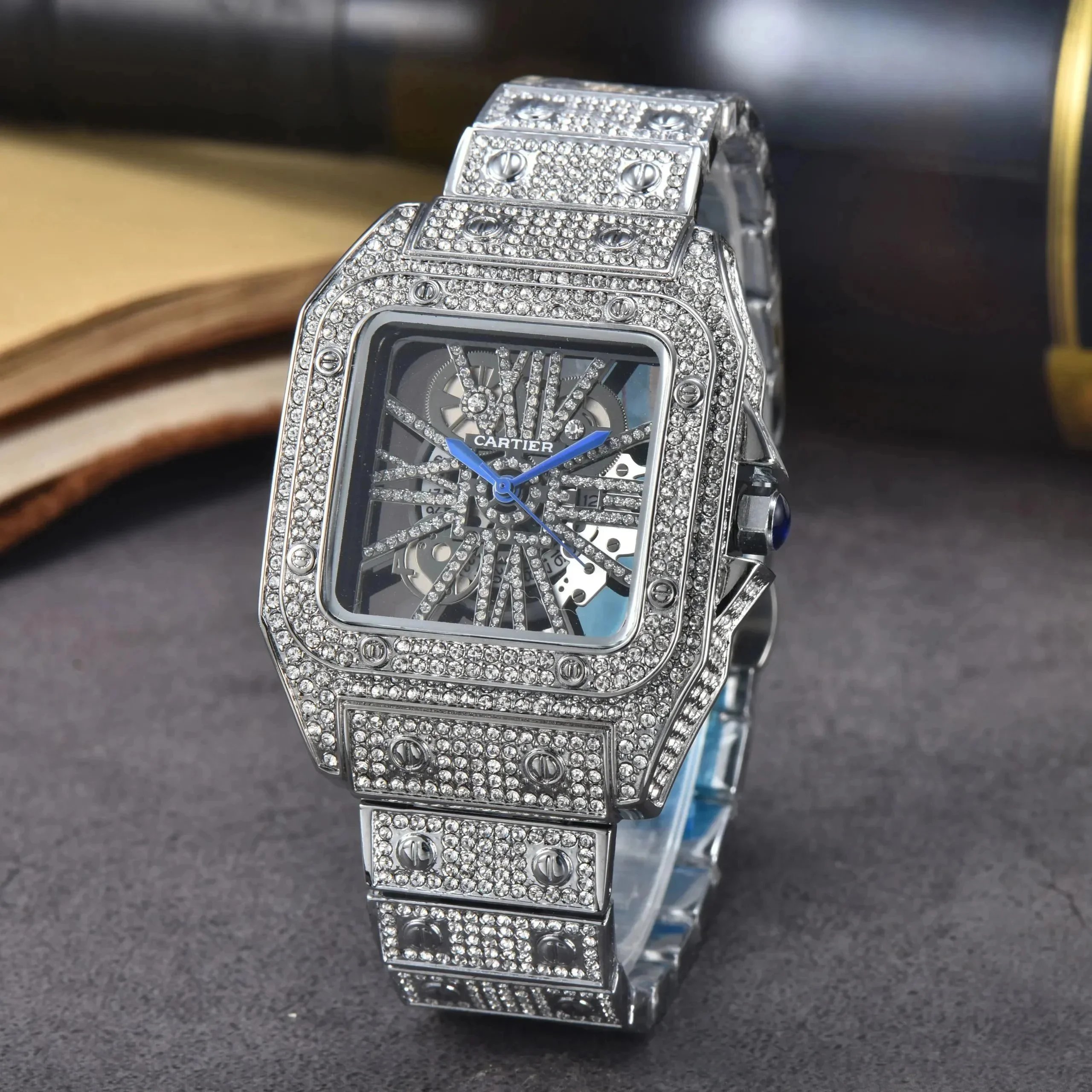 Cartier Santos de Cartier Blue Dial Steel Mechanical Watch - 7