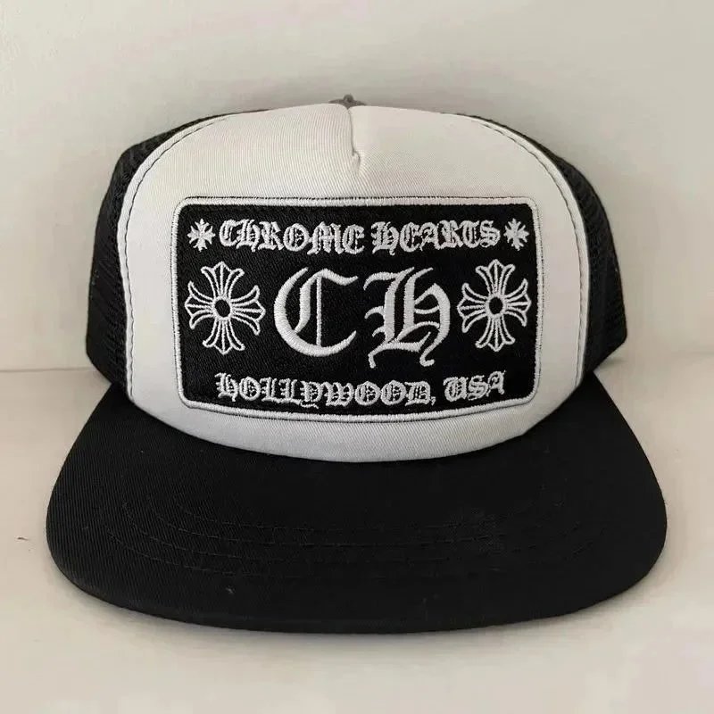 Chrome Hearts Lip Patch Trucker Hat Black/White Baseball Cap - 2
