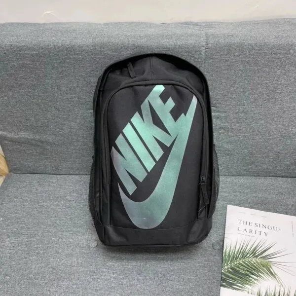 Nike Heritage Backpack Black with Holographic Green Swoosh - 1