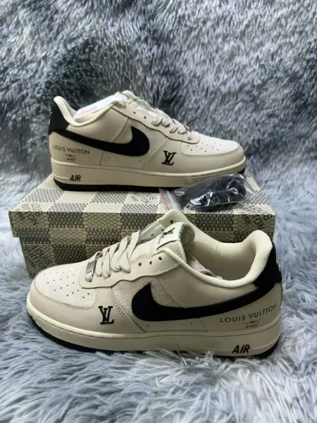 Louis Vuitton x Nike Air Force 1 Low Beige Sneakers - 1