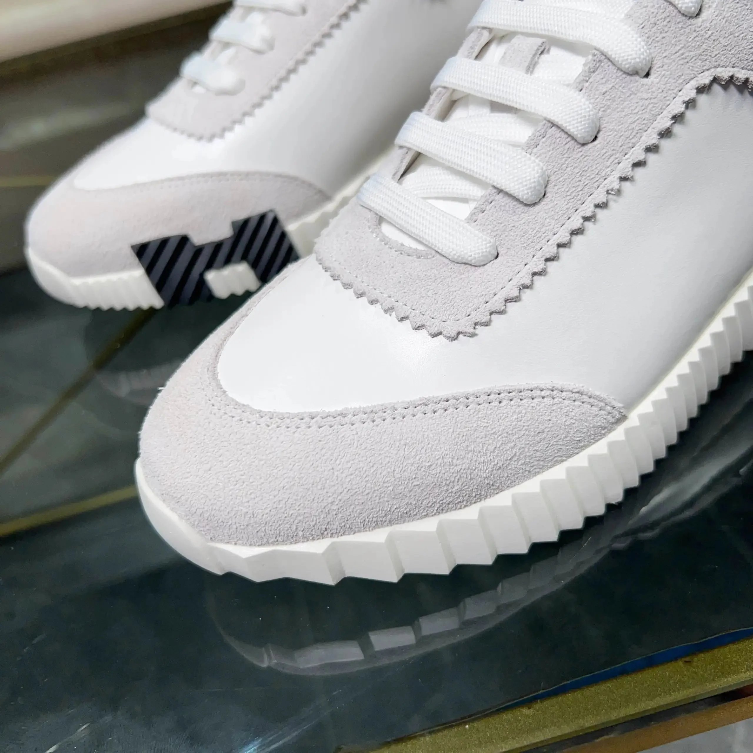 Hermès Oran Sneakers Light Gray Mesh and Suede Sneakers - 9