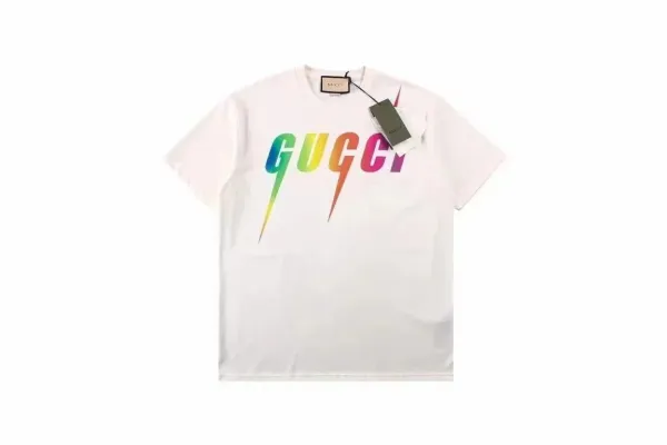 Gucci Rainbow Lightning Logo T-Shirt White - 1