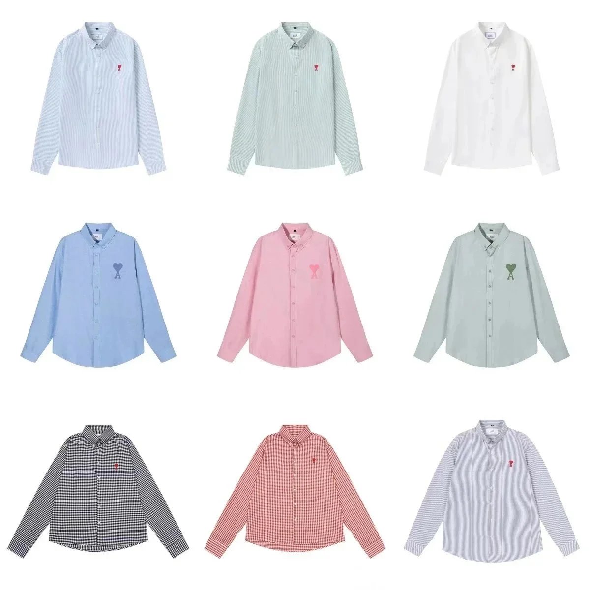 Ami Paris Striped Cotton Shirt Beige - 2