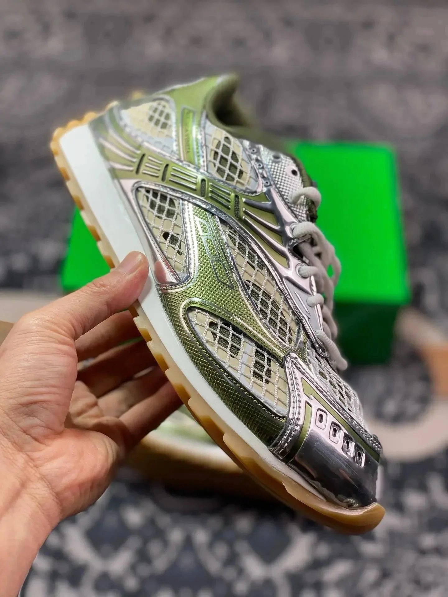 Asics Gel-Lyte III Silver Green Mesh Sneakers - 7