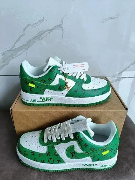 Louis Vuitton x Nike Air Force 1 Low Green Monogram Sneakers - 1