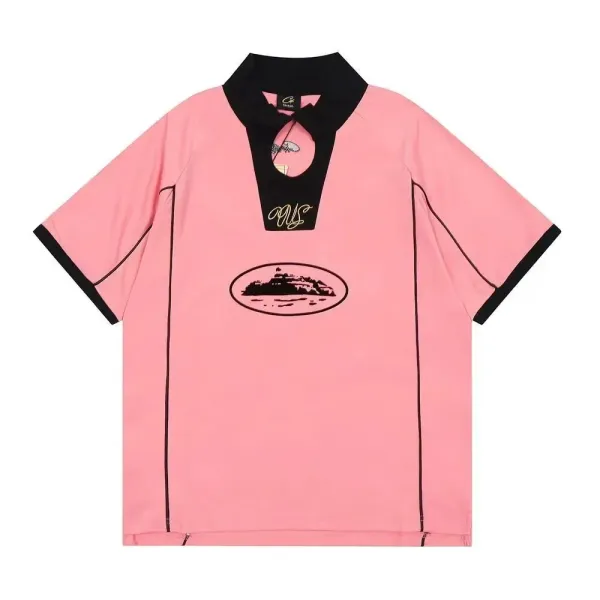 GRA Island Print Pink Polo Shirt - 1