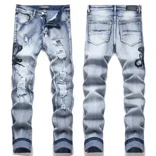 Saint Tears Distressed Logo Washed Denim Jeans - 9