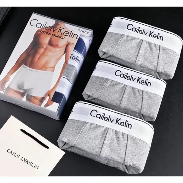 Cailelv Kelin Cotton Stretch Classic Fit Boxer Briefs Gray 3-Pack - 1