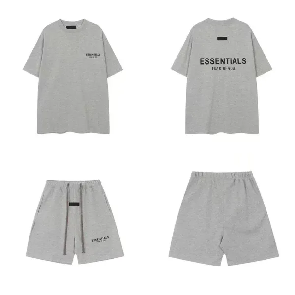 Fear of God Essentials Gray Oversized T-Shirt and Shorts Set - 1