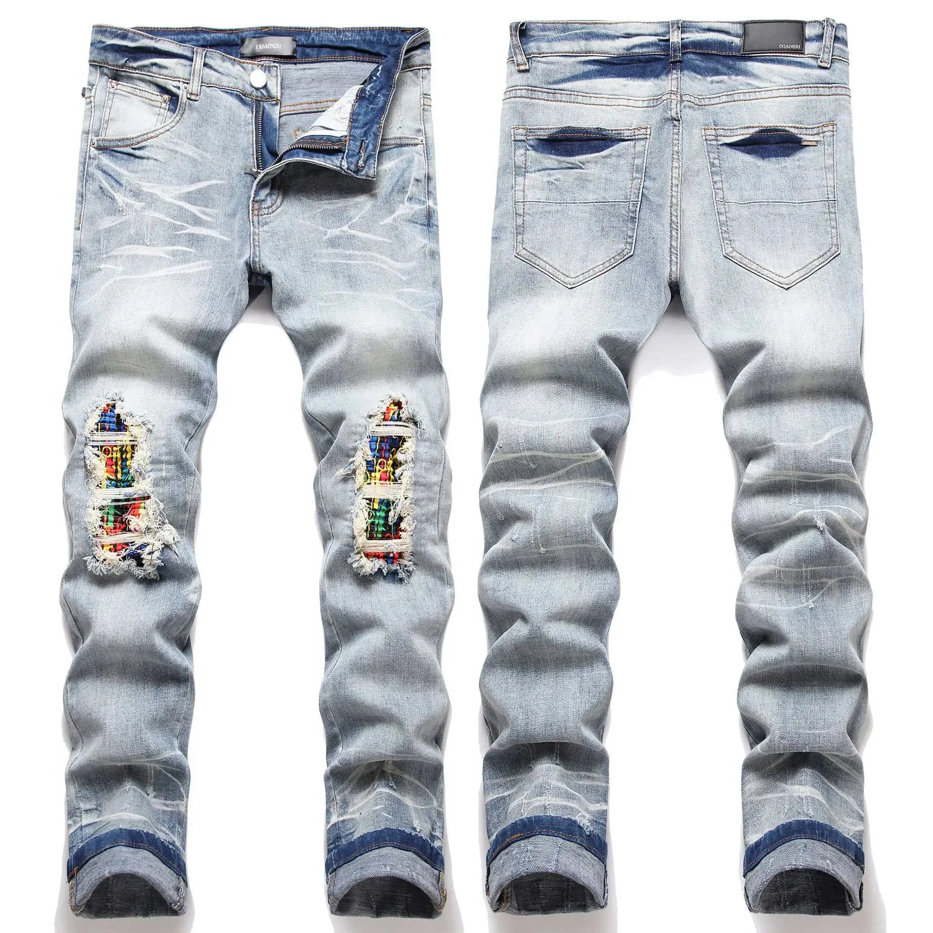Saint Tears Distressed Logo Washed Denim Jeans - 3
