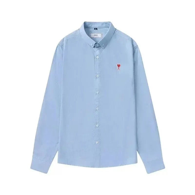 Ami Paris Striped Cotton Shirt Beige - 4