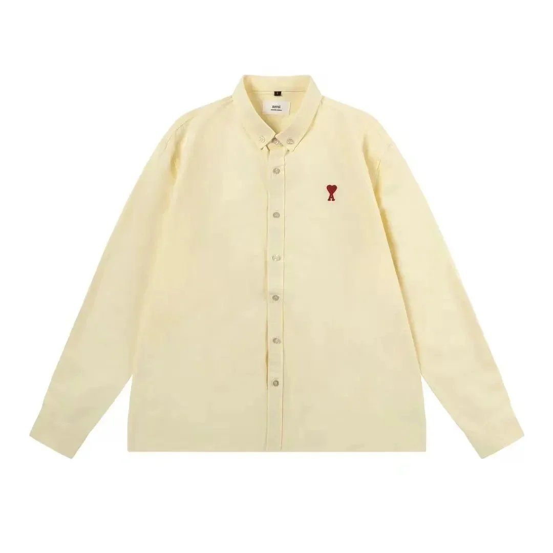 Ami Paris Striped Cotton Shirt Beige - 11