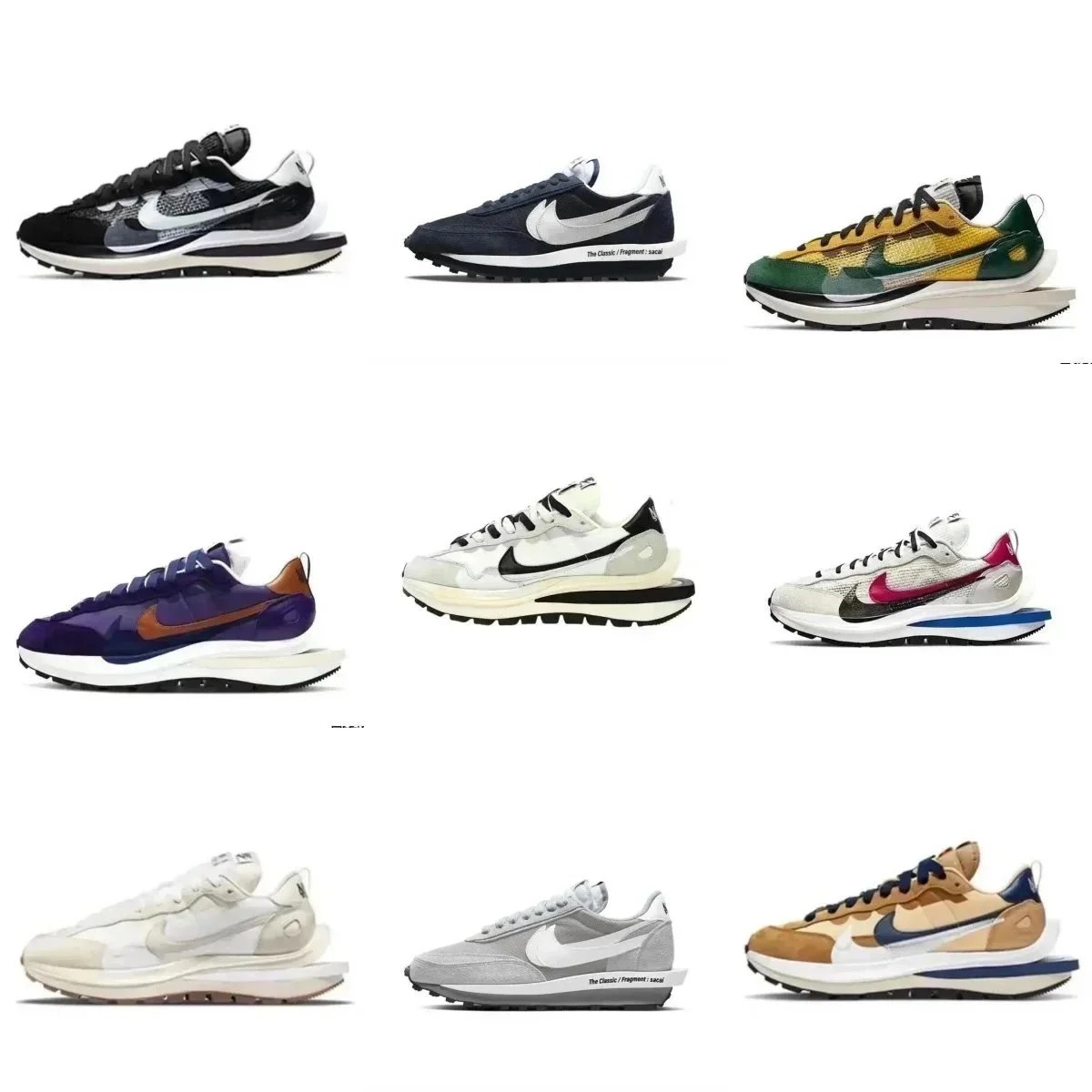 Sacai x Nike VaporWaffle Multi-Colorway Sneakers