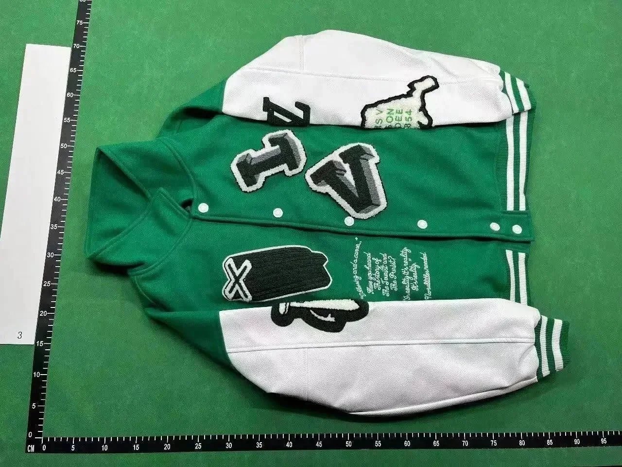 Louis Vuitton x Virgil Abloh College Jacket Army Green Monogram Sleeve Varsity Jacket - 8