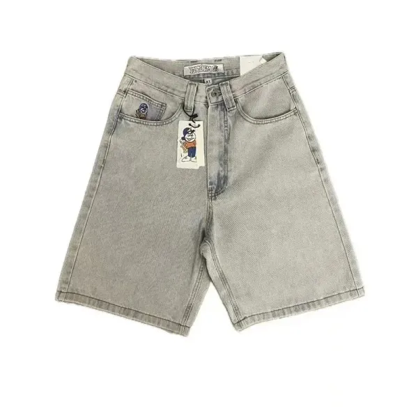 Corteiz Star Embroidered Denim Shorts Light Wash - 5