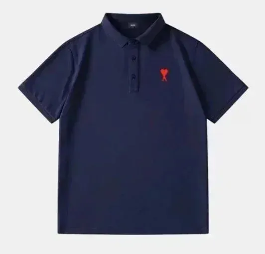 Comme des Garçons Play Heart Logo Navy Polo - 1