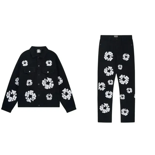 Gallery Dept Floral Print Hoodie and Sweatpants Set Charcoal Gray Casual-Set - 3
