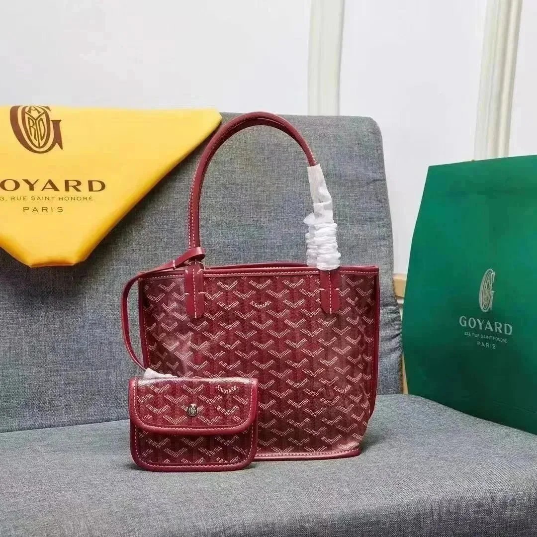 Goyard Saint Louis Tote Bag Gray Canvas with Mini Pouch Set - 8