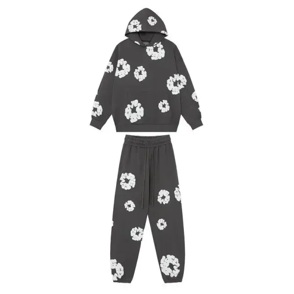 Gallery Dept Floral Print Hoodie and Sweatpants Set Charcoal Gray Casual-Set - 1