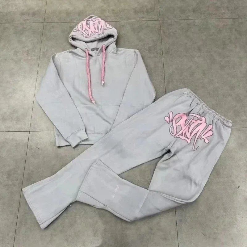 SYNA.TRIBE Graffiti Hoodie and Sweatpants Set Black with Mint Green Print - 4