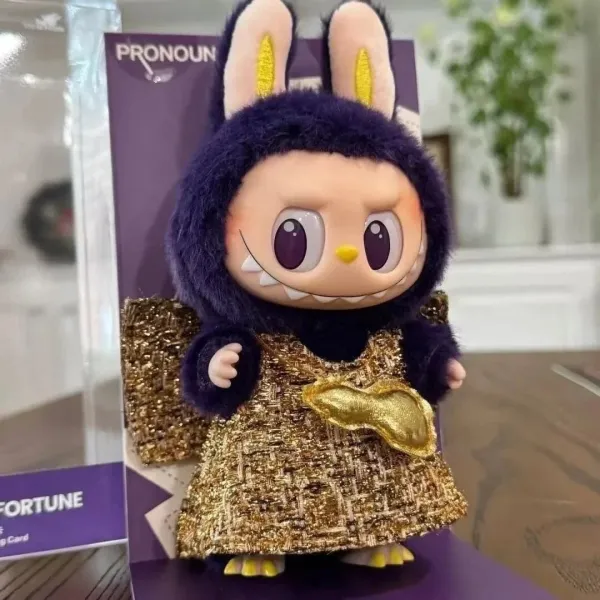PRONOUN x Labubu Fortune Bunny Plush Doll Gold Dress Collectible - 1