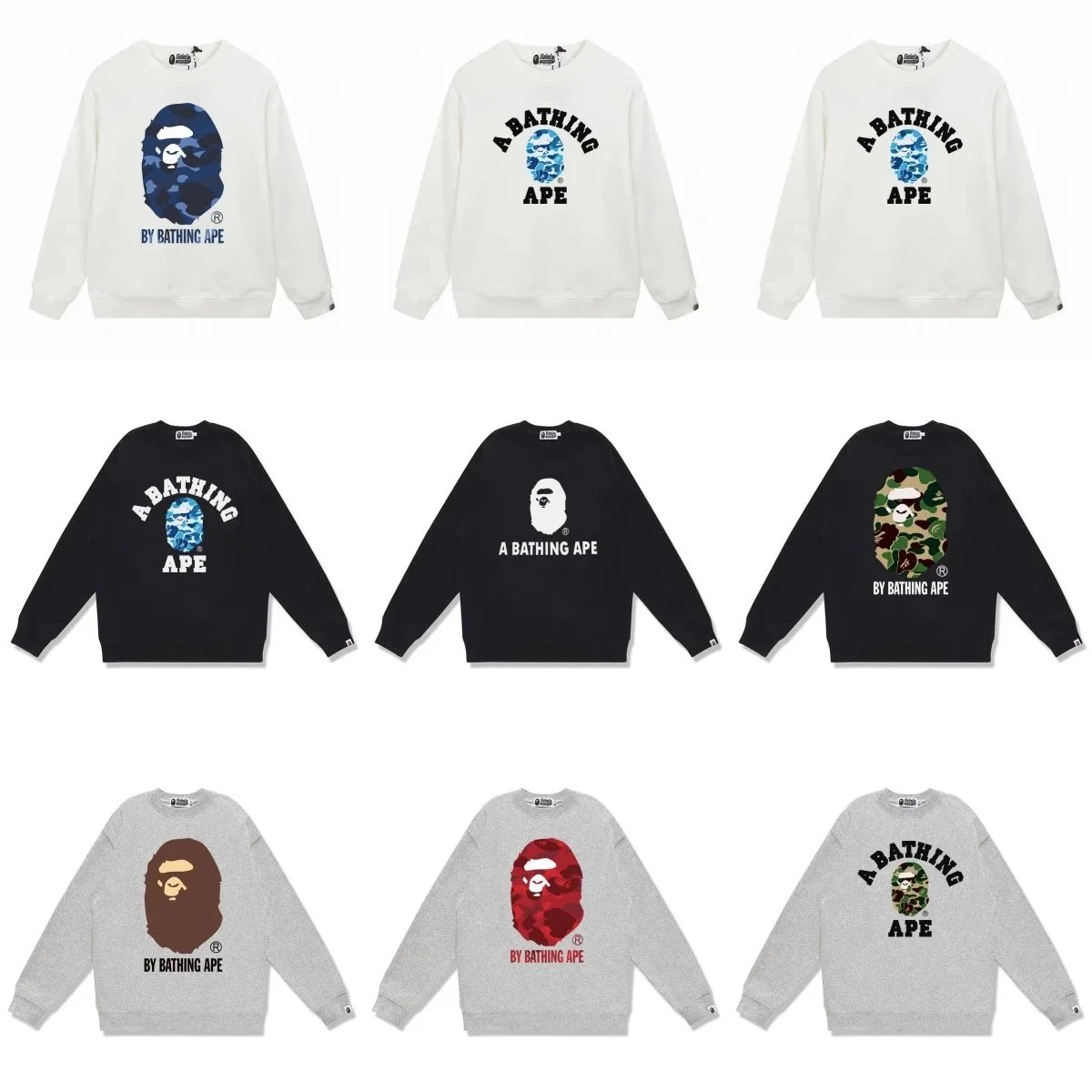 Bape A Bathing Ape Camo Print Crewneck Sweatshirt