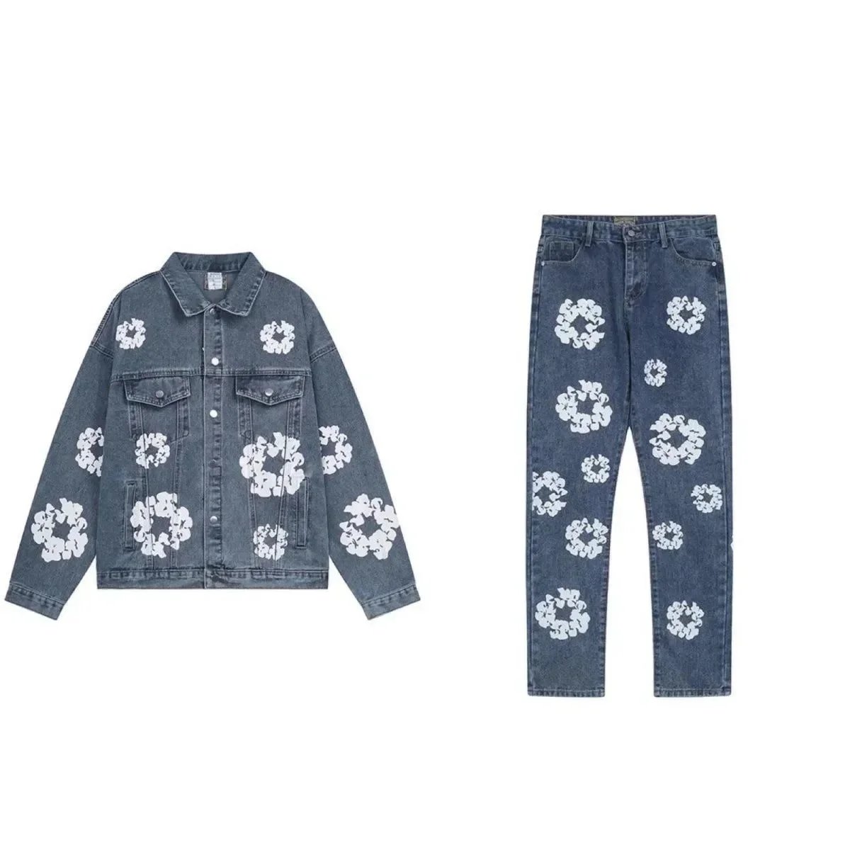 Gallery Dept Floral Print Hoodie and Sweatpants Set Charcoal Gray Casual-Set - 4