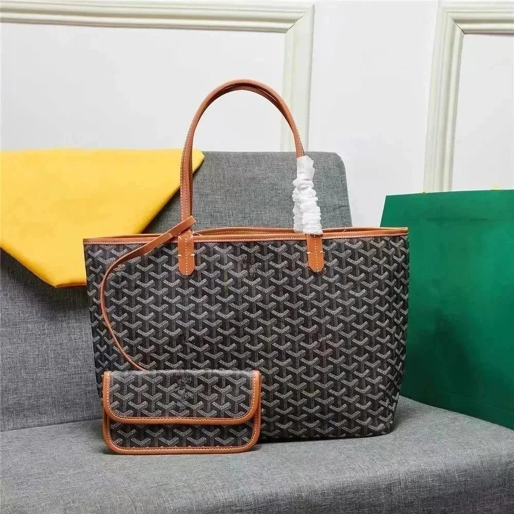 Goyard Saint Louis Tote Bag Gray Canvas with Mini Pouch Set - 5