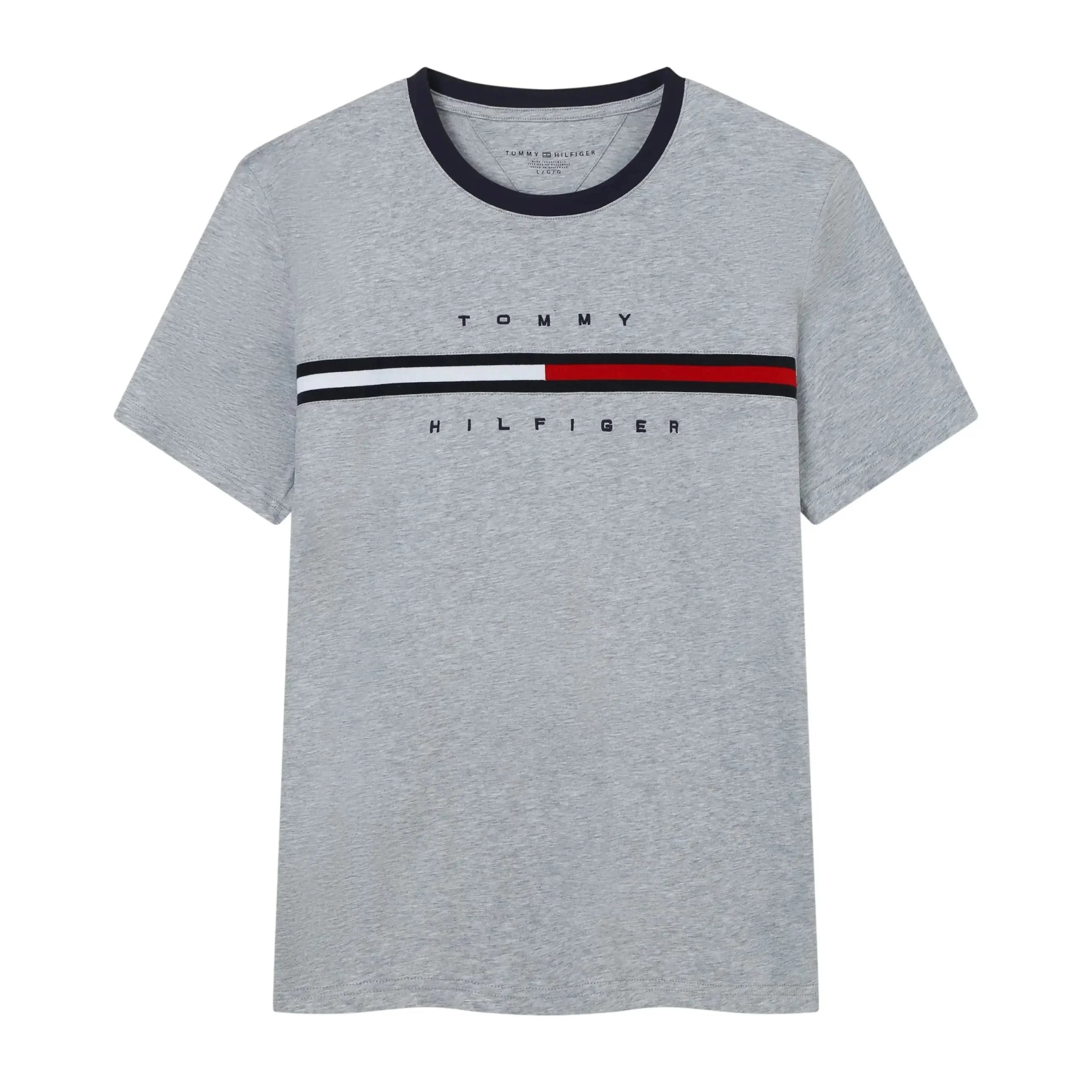 Tommy Hilfiger Logo Graphic Heather Gray T-Shirt - 8
