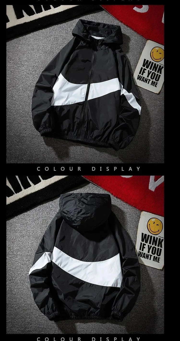 Design Color-Block Windbreaker Jacket in Red, White, and Black - 9