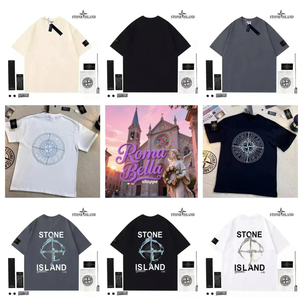 Stone Island Compass Logo Cotton T-Shirt