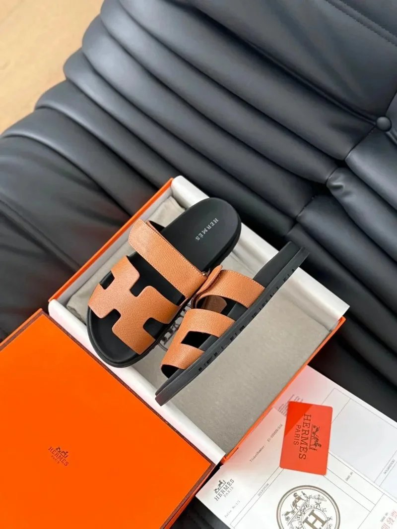 Hermès Oran Slide Sandals Black with White Star Embroidery Slippers - 9