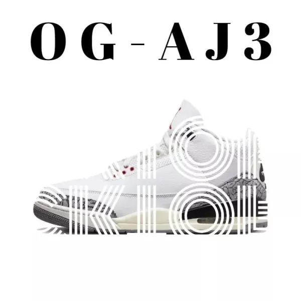 Air Jordan 3 OG White Cement Sneakers - 1
