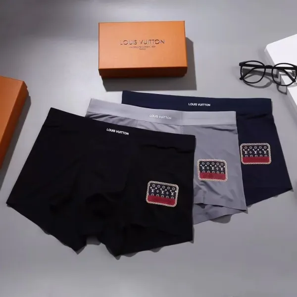 Louis Vuitton Monogram Patch Boxer Briefs Black Gray Navy - 1