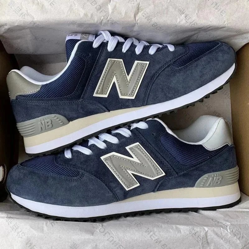 New Balance 574 Navy Suede Sneakers - 1