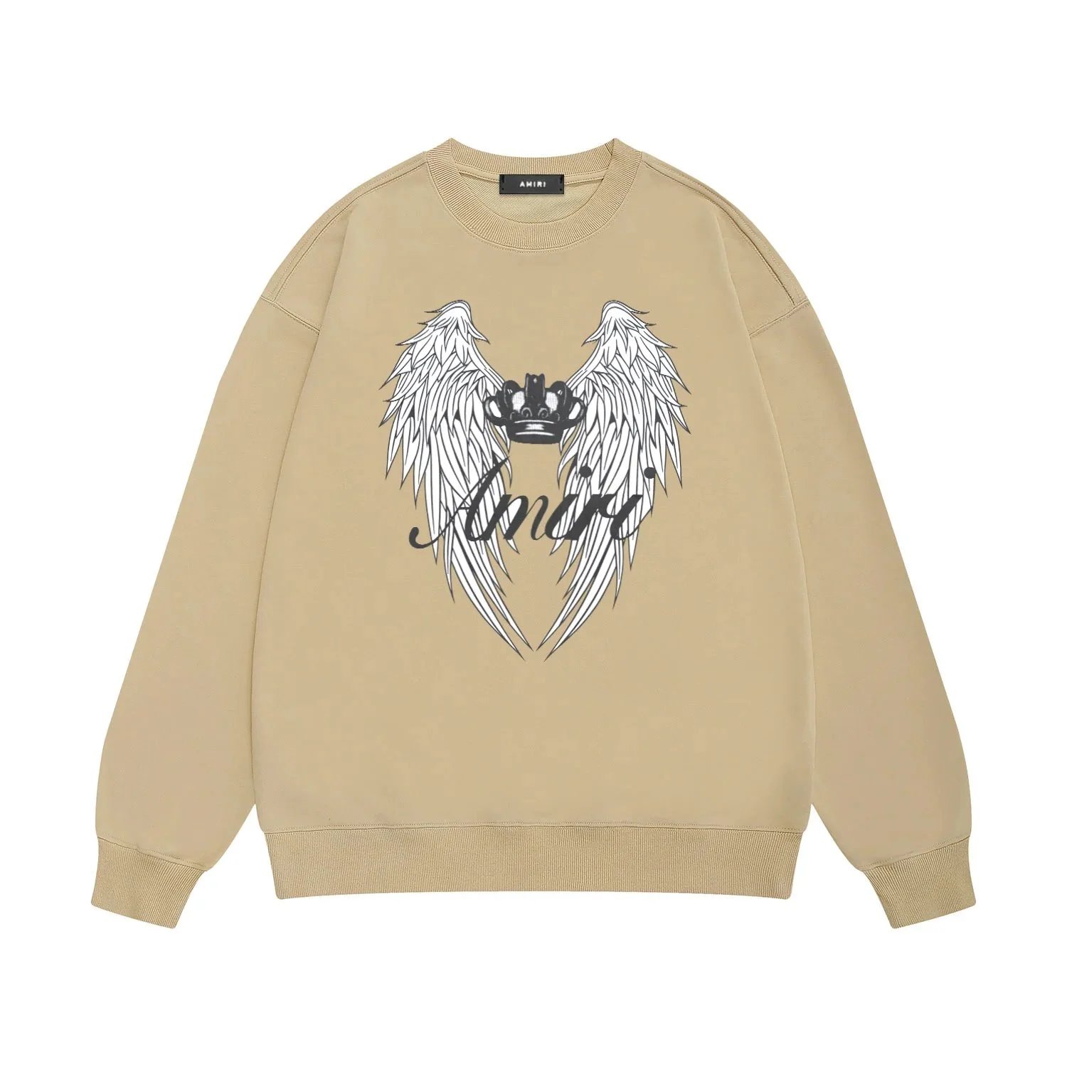 Amiri Records Logo Embroidered Beige Hoodie - 11