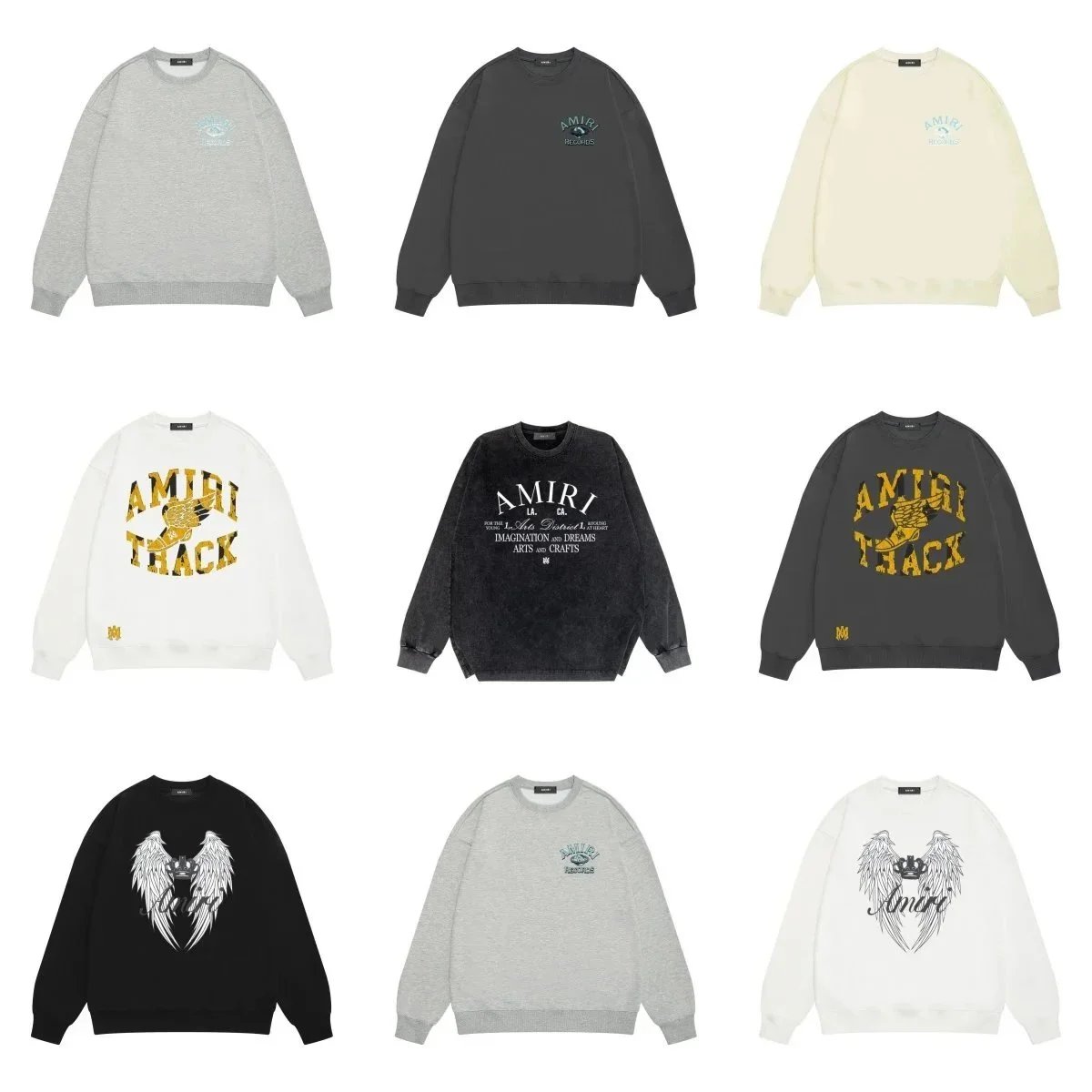 Amiri Records Logo Embroidered Beige Hoodie - 2