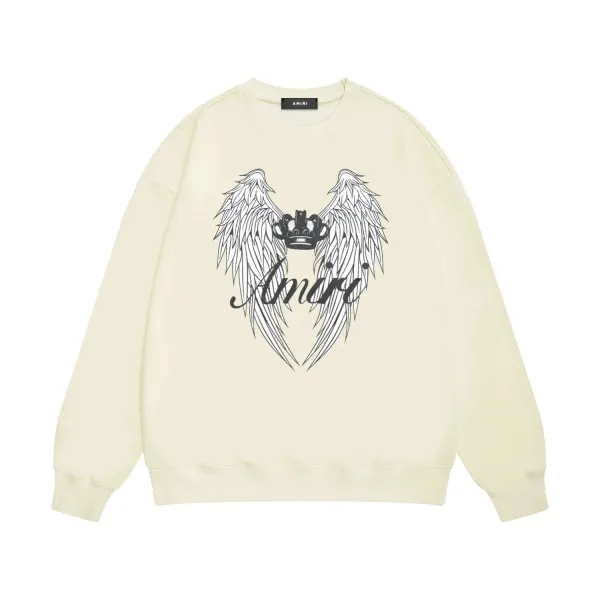 Amiri Wings Crown Graphic Hoodie Beige - 1