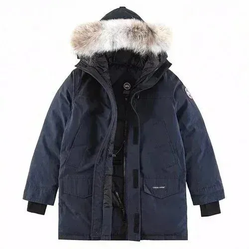 Canada Goose Expedition Parka Navy Blue Fur-Trimmed Down Jacket - 1