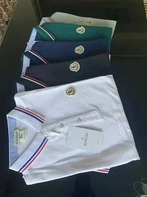 Moncler Polo White with Tricolor Collar and Logo Embroidery - 5
