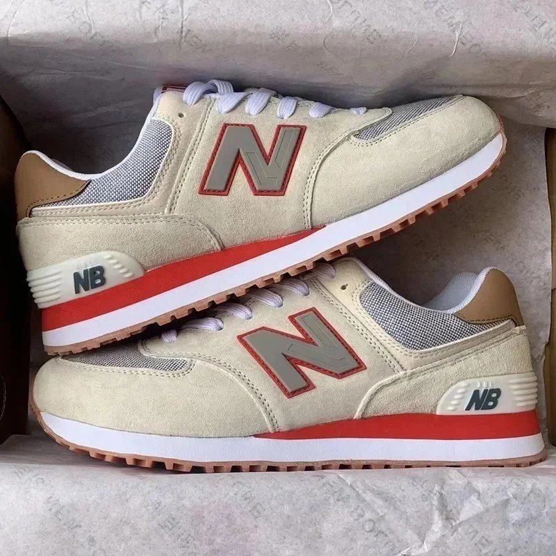 New Balance 574 Beige Red Sneakers - 1