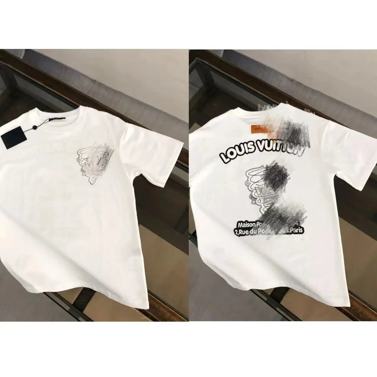 Off-White x Louis Vuitton Inspired Graphic T-Shirt Black - 4