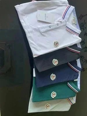 Moncler Polo White with Tricolor Collar and Logo Embroidery - 4