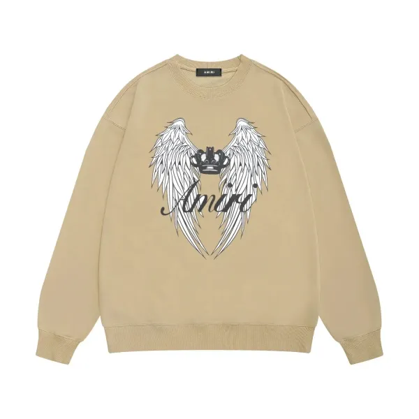 Amiri Wings Crown Graphic Beige Hoodie - 1