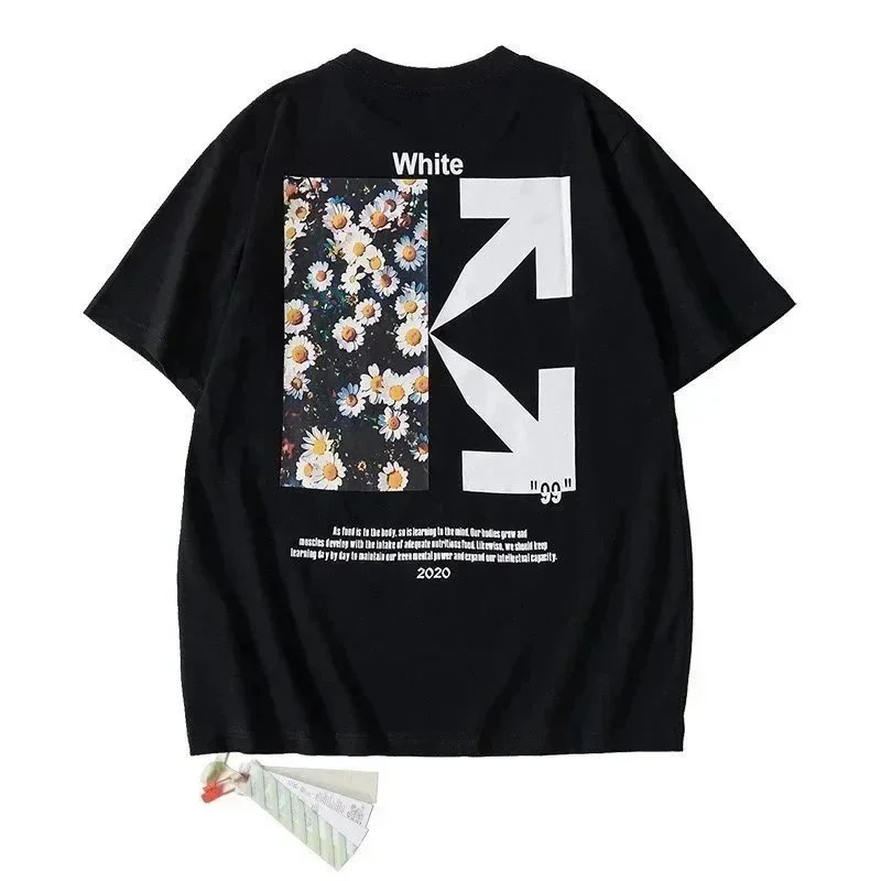 Off-White Floral Arrow Print Black T-Shirt - 1